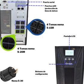 Ups Online Monofasica SAT UOL2000LCD 2KVA